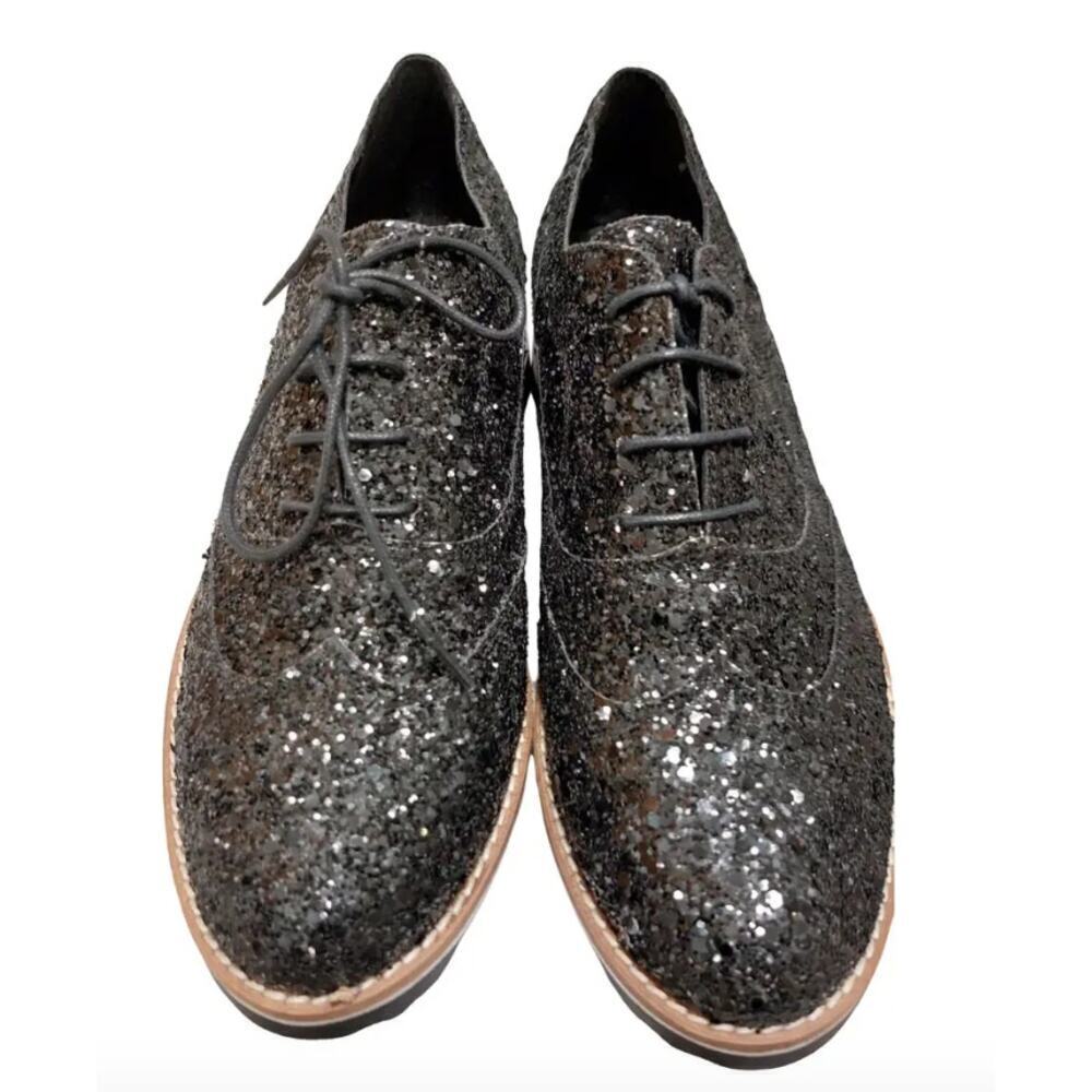 Dune London Glitter Oxford Brogues | Size 40 / US 9